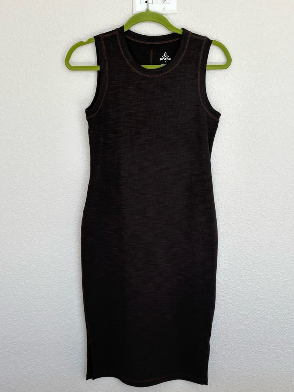 Prana Charcoal Grey Sleeveless Ribbed Midi Dress